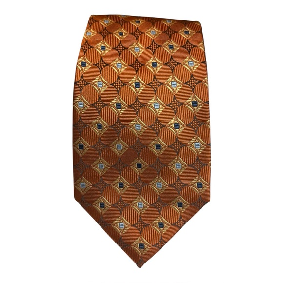 Jos. A. Bank Executive Collection Burnt Orange and Blue Silk Geometric Necktie - Picture 1 of 8